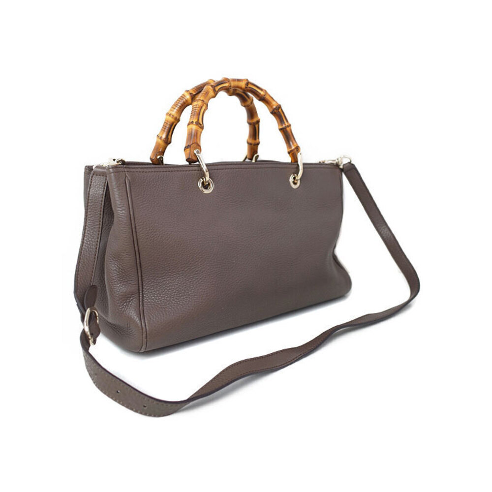 Gucci Leather 2way Tote Shopper Bamboo Bag